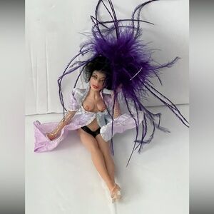 Elf Fairy Shelf Sitter Doll Purple Dress showgirl Signed